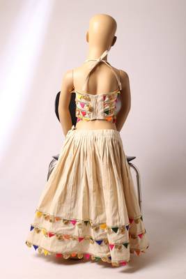 Navratri cream rayon lehenga set for girls 2