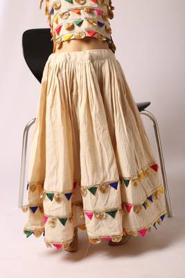 Navratri cream rayon lehenga set for girls 3