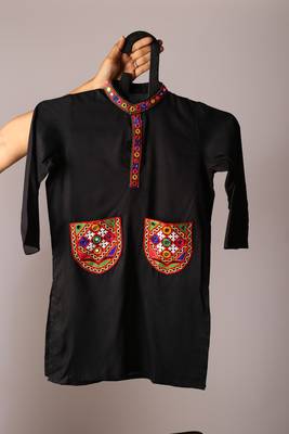 Navratri black rayon kurta set for boys 2