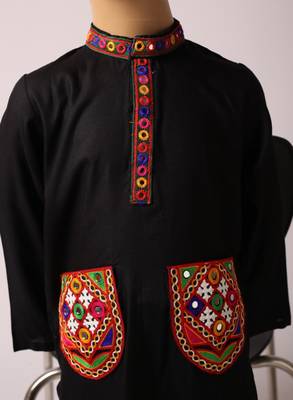 Navratri black rayon kurta set for boys 3