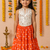 Navratri orange crepe mirror work lehenga set for girls