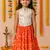 orange crepe mirror work layered ghagra choli for girls