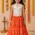 Navratri orange crepe mirror work lehenga set for girls