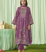 magenta lawn cotton embroidered dress material