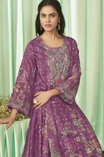 magenta lawn cotton embroidered dress material