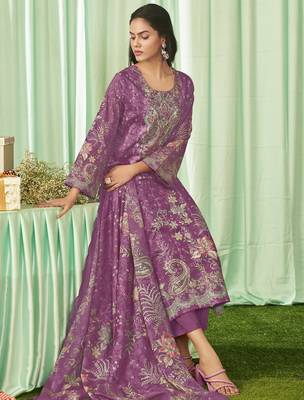 magenta lawn cotton embroidered dress material 3