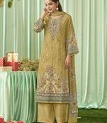 yellow lawn cotton embroidered dress material