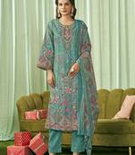 teal lawn cotton embroidered dress material