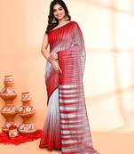 red cotton saree with running blouse