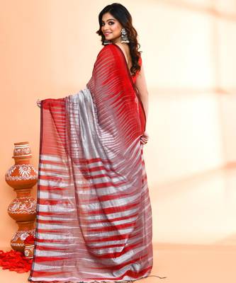 red cotton saree with running blouse 2