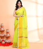 light green cotton saree with running blouse