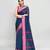 blue and pink cotton saree with running blouse