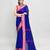 blue and pink cotton saree with running blouse