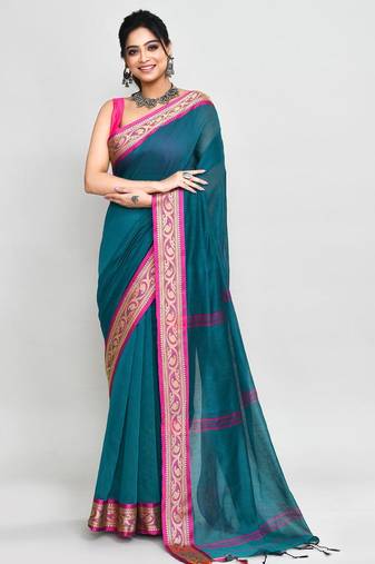 multicolor cotton saree with running blouse