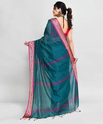 multicolor cotton saree with running blouse 2