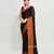 black and pink cotton saree with running blouse