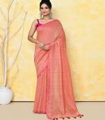 peach cotton saree with running blouse