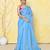 sky blue cotton saree with running blouse