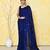 navy blue cotton saree with running blouse