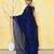 navy blue cotton saree with running blouse