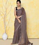 grey cotton saree with running blouse