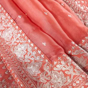 peach organza silk blend saree 3
