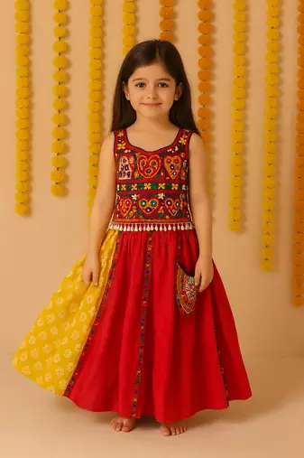 Navratri red ghagra choli for girls