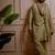 Solid green handwork kurta with stole
