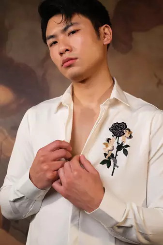 White plain crepe shirt