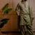 Solid green handwork kurta with stole