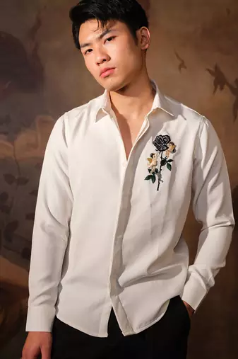 White plain crepe shirt