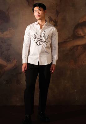 White printed crepe shirt 1