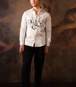 White printed crepe shirt