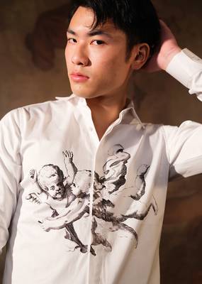 White printed crepe shirt 2
