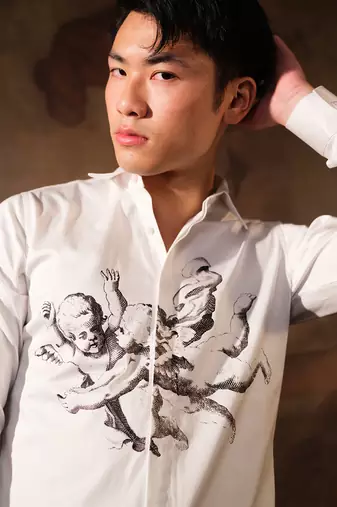 White printed crepe shirt