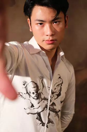 White printed crepe shirt