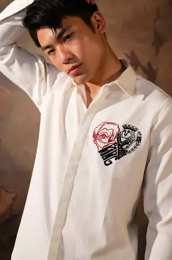 White plain crepe shirt