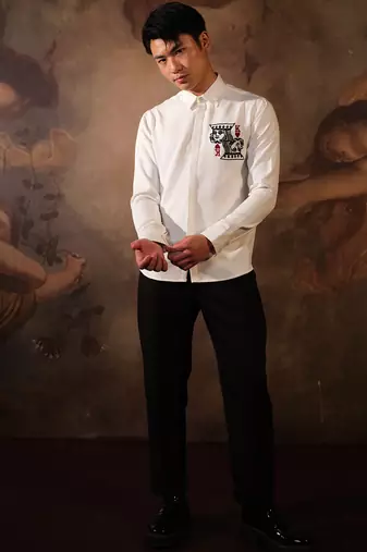 White plain crepe shirt