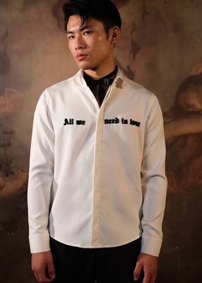 White embroidered crepe shirt 1