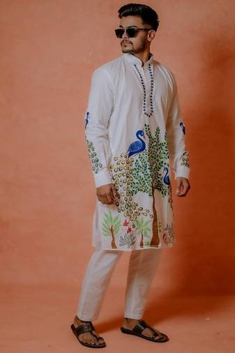 Peacock handpaint kurta