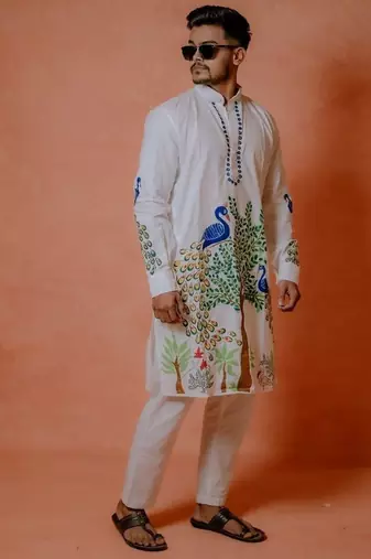Peacock handpaint kurta
