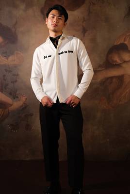 White embroidered crepe shirt 2