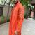 Solid orange fish handwork kurta with stole