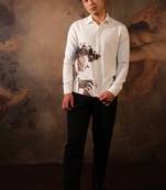 White printed crepe shirt