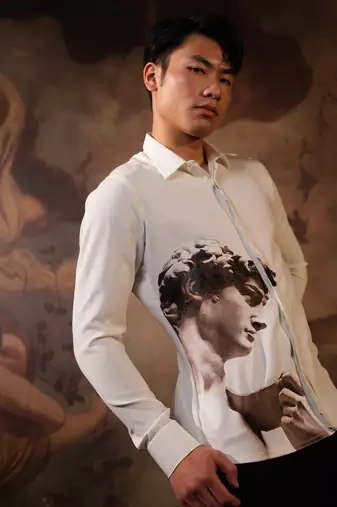 White printed crepe shirt