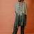 Light to dark teal mirror kurta with stole