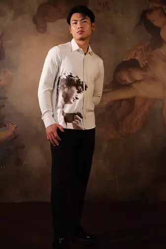 White printed crepe shirt