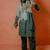 Light to dark teal mirror kurta with stole