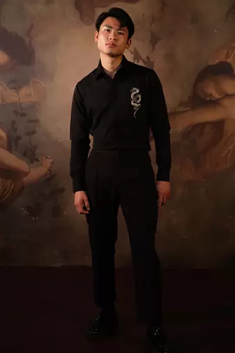 Black plain crepe shirt