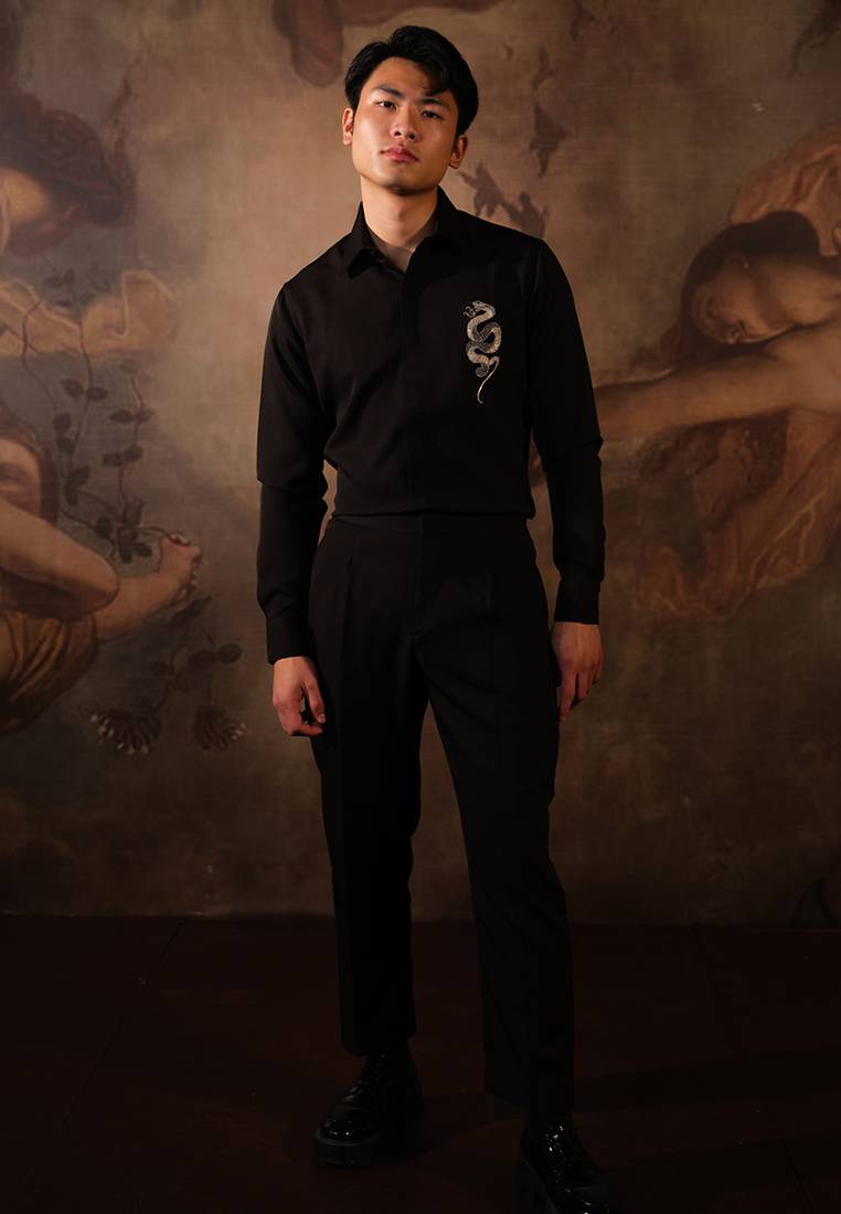 Black plain crepe shirt
